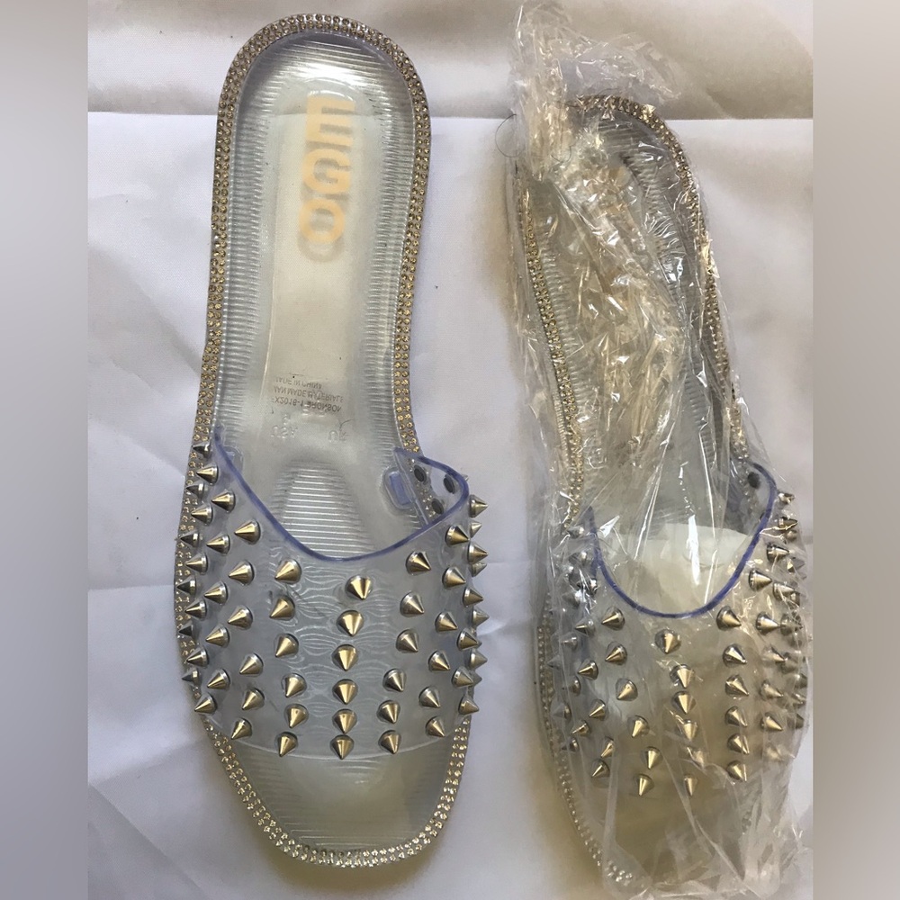 EGO clear sandals with rhinestones.